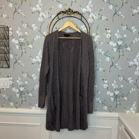 Ann Taylor Brown Metallic Open Cardigan - Size Large - NWT - Picture 1 of 6